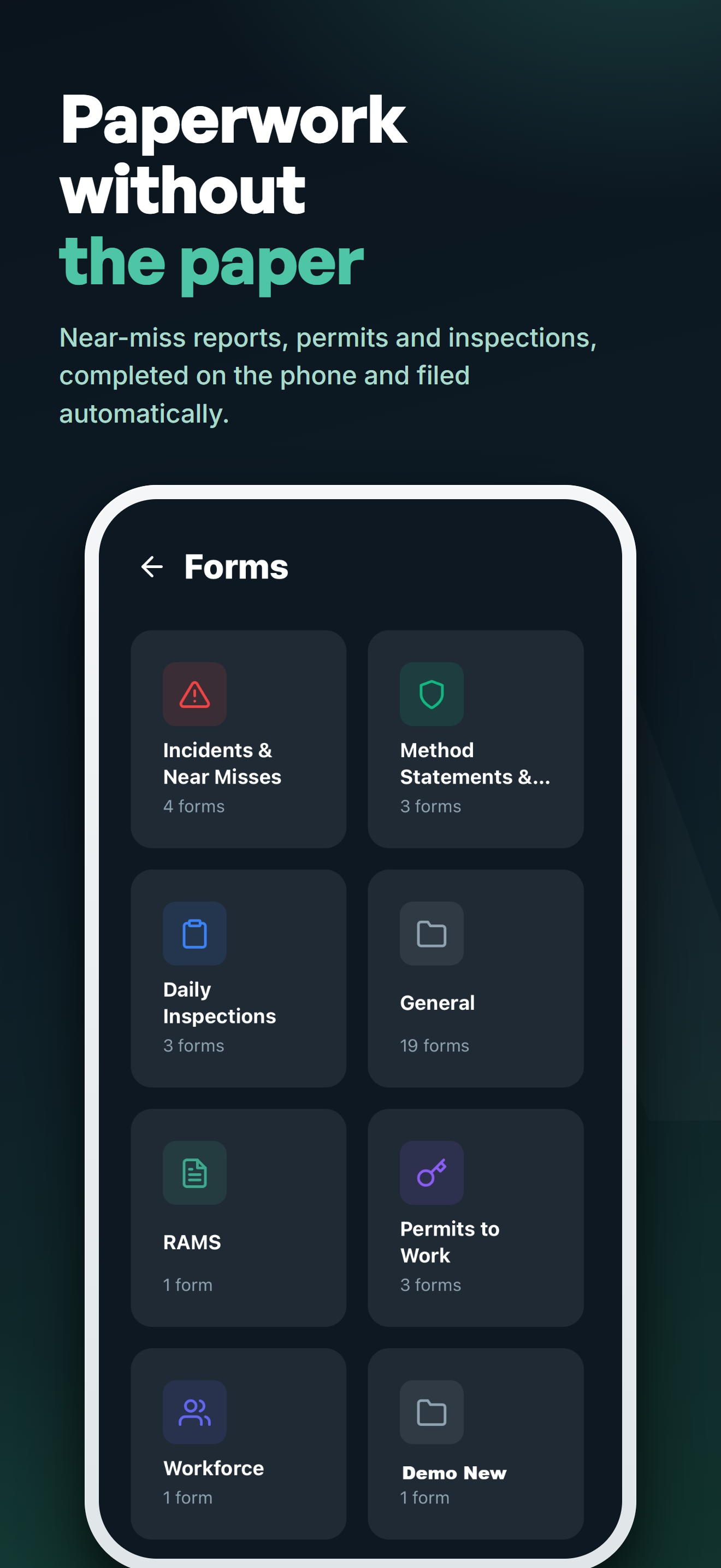 AttendIQ digital safety forms list on mobile